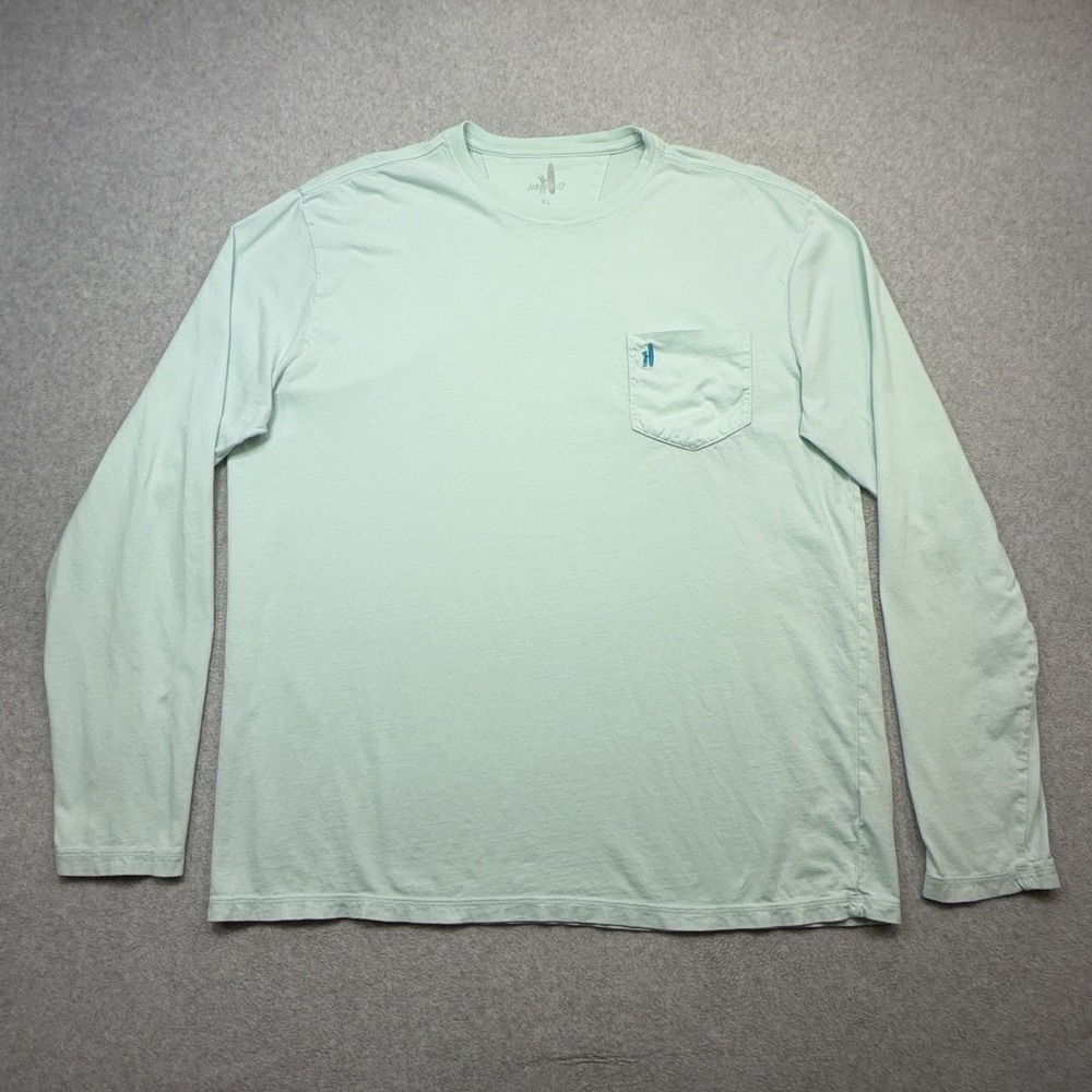 Johnnie-O Shirt Mens XL Green Brennan Long Sleeve Pocket Cotton Casual Tee